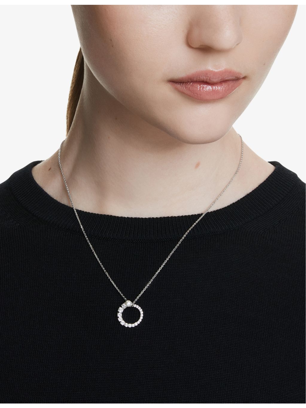 Swarovski Matrix rhodium-plated crystal pendant necklace, imported from the UK
