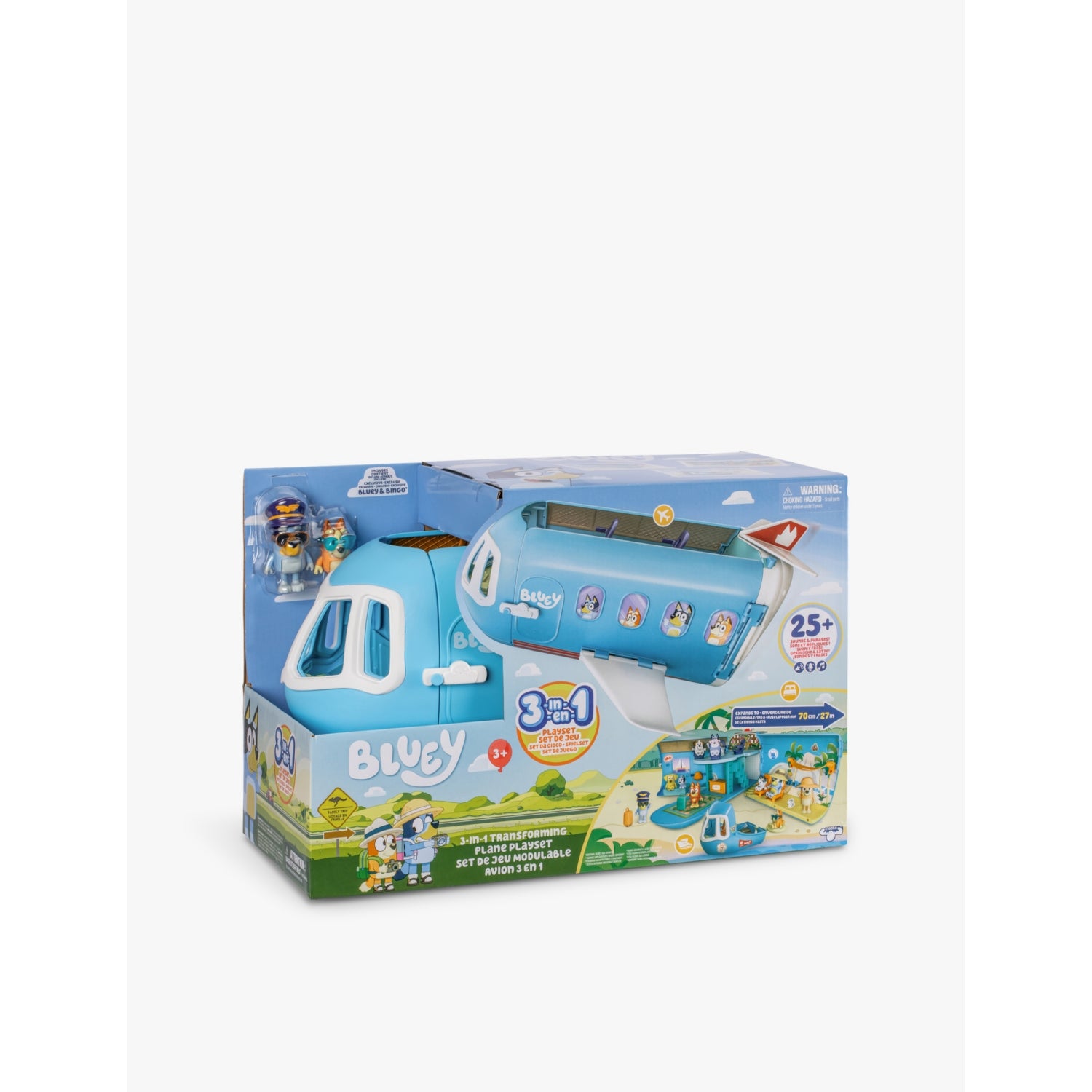 Bluey 3-in-1 Airplane transforming playset with Bluey and Bingo figures (British brand)