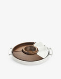 Christofle Mood coffee tray 32cm stainless steel wood, UK version