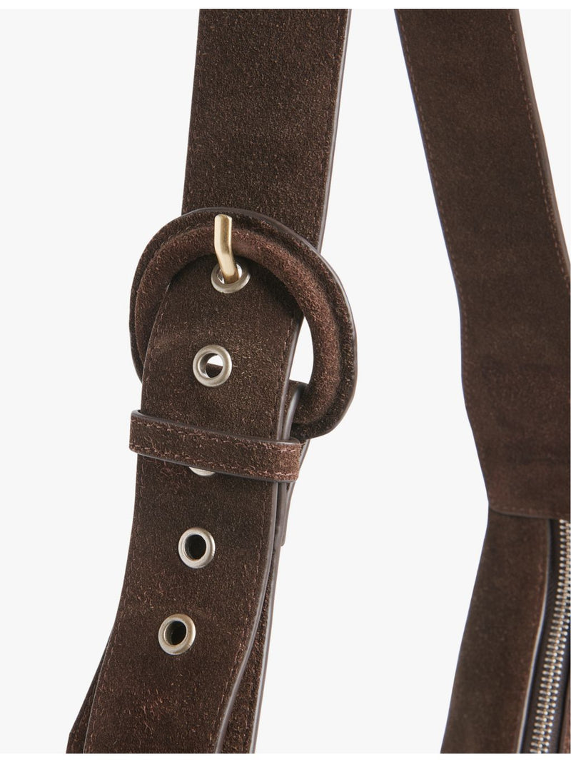 Whistles suede cross-body bag with curved silhouette - British product