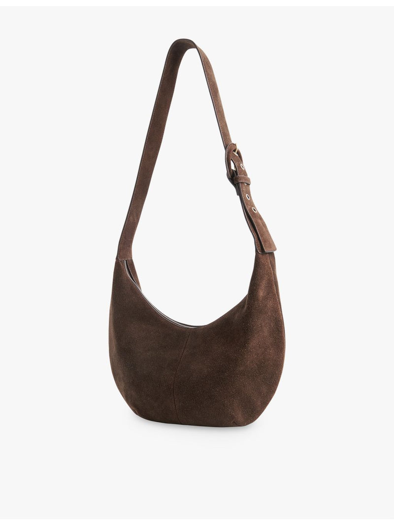 Whistles suede cross-body bag with curved silhouette - British product