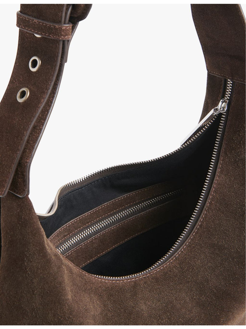 Whistles suede cross-body bag with curved silhouette - British product
