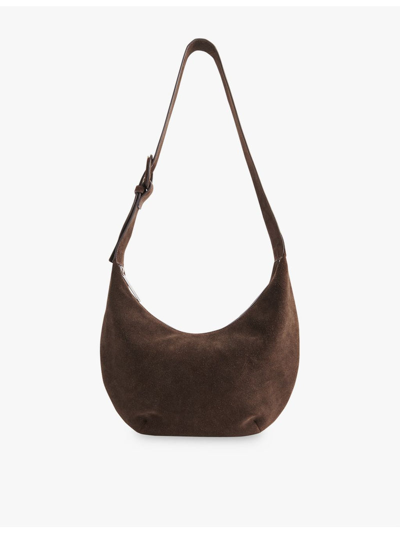Whistles suede cross-body bag with curved silhouette - British product