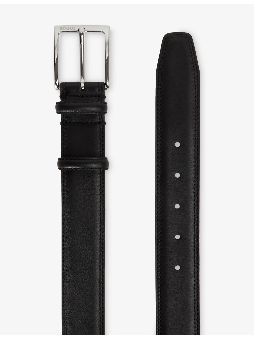Boggi Milano 3cm leather belt with silver-tone buckle - British product