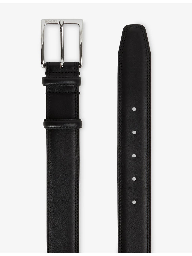 Boggi Milano 3cm leather belt with silver-tone buckle - British product