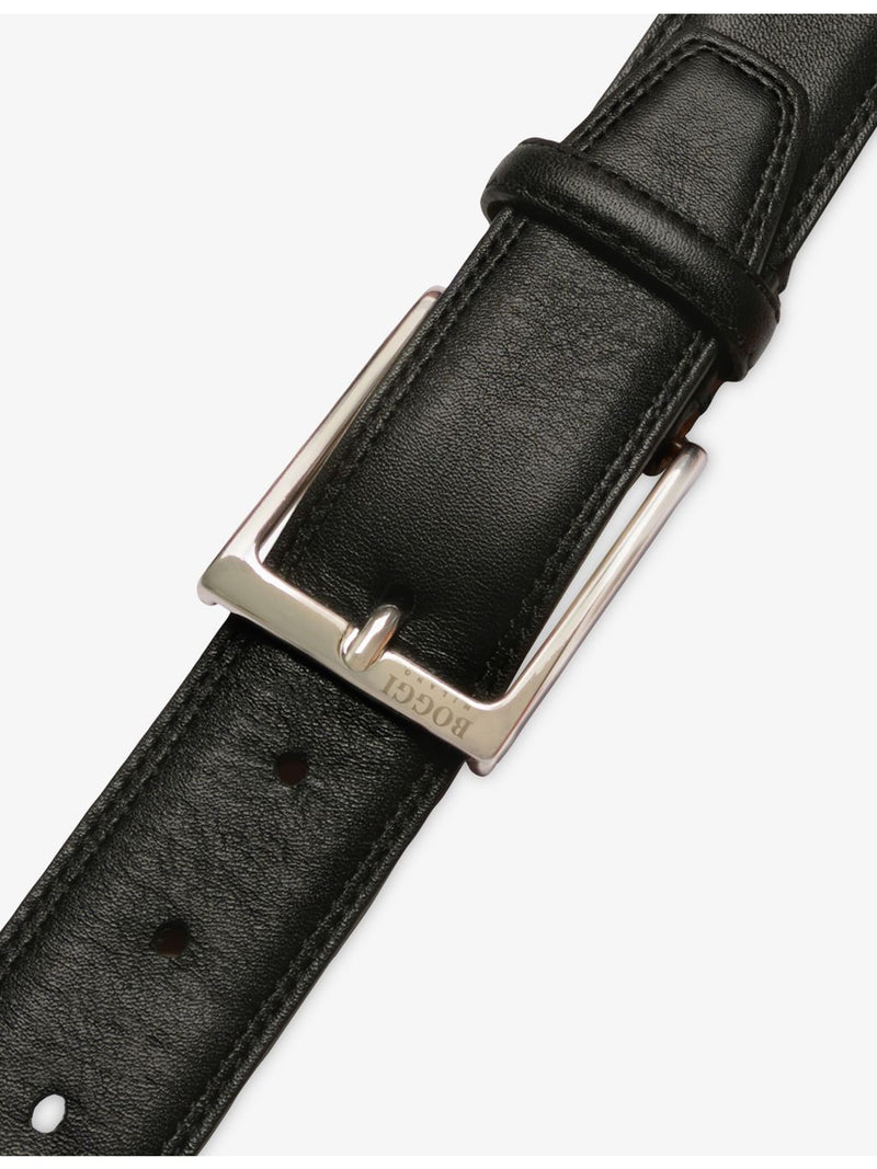 Boggi Milano 3cm leather belt with silver-tone buckle - British product