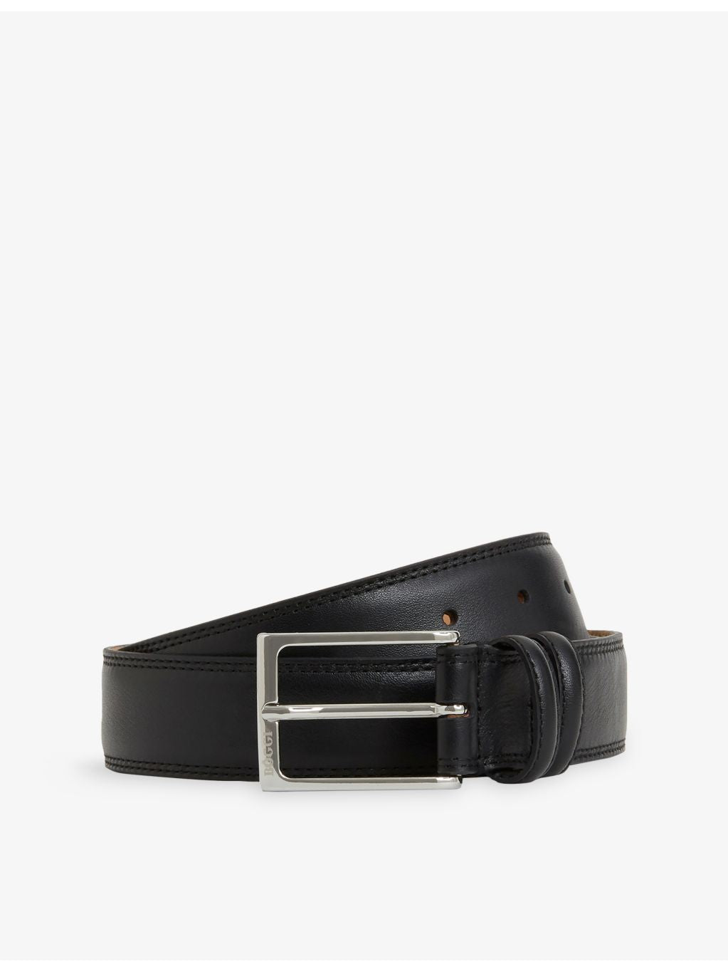 Boggi Milano 3cm leather belt with silver-tone buckle - British product