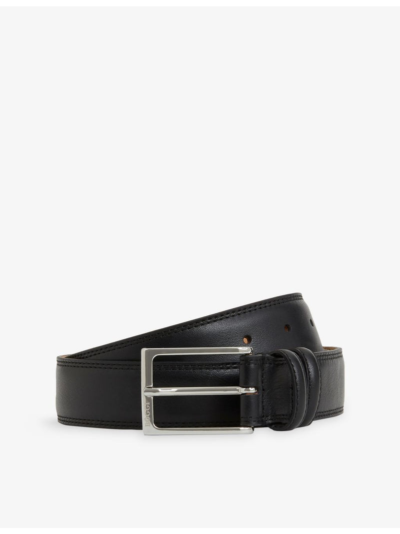 Boggi Milano 3cm leather belt with silver-tone buckle - British product