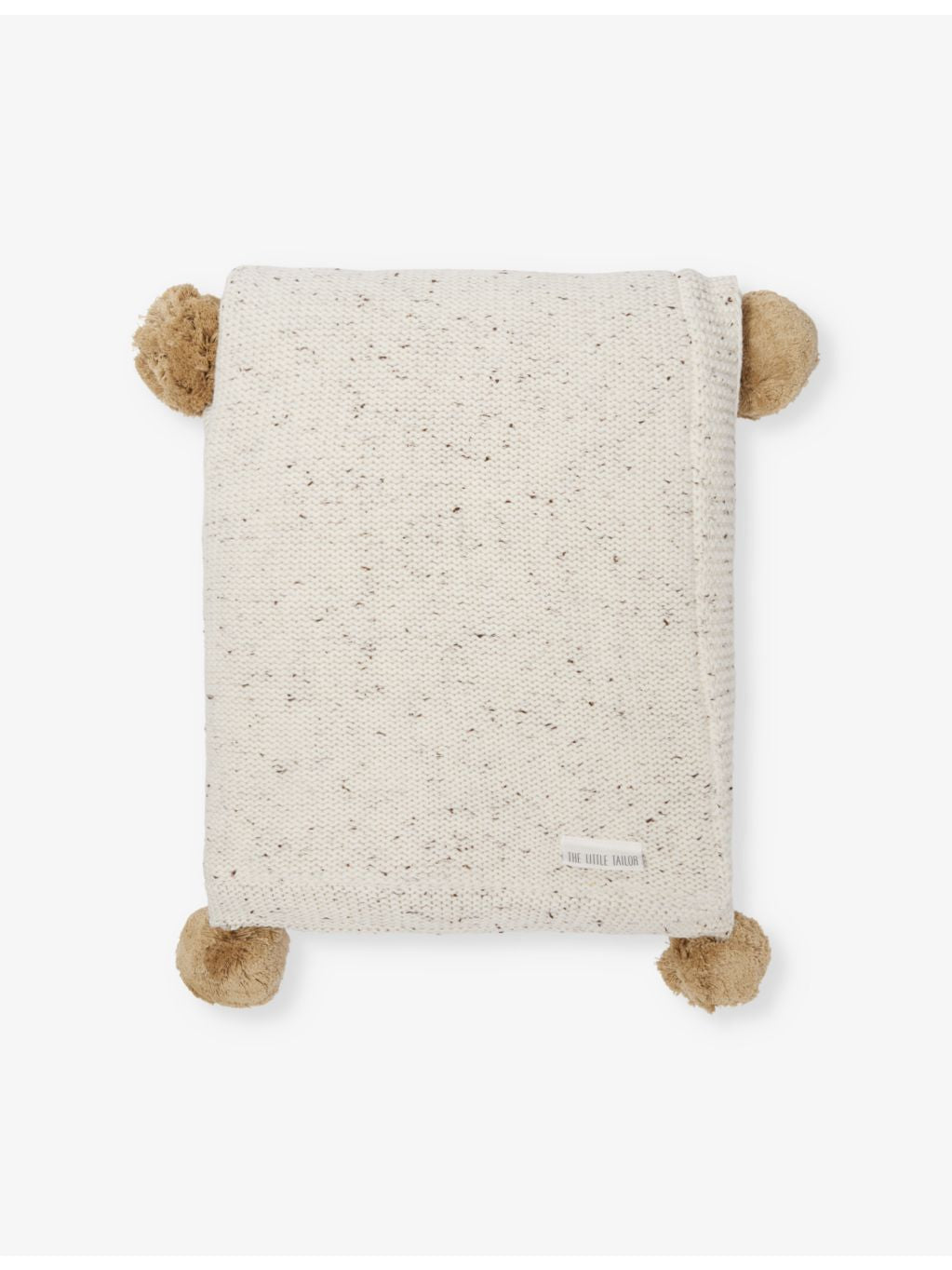 The Little Tailor pom-pom fleece blanket, UK knitted throw (British brand)