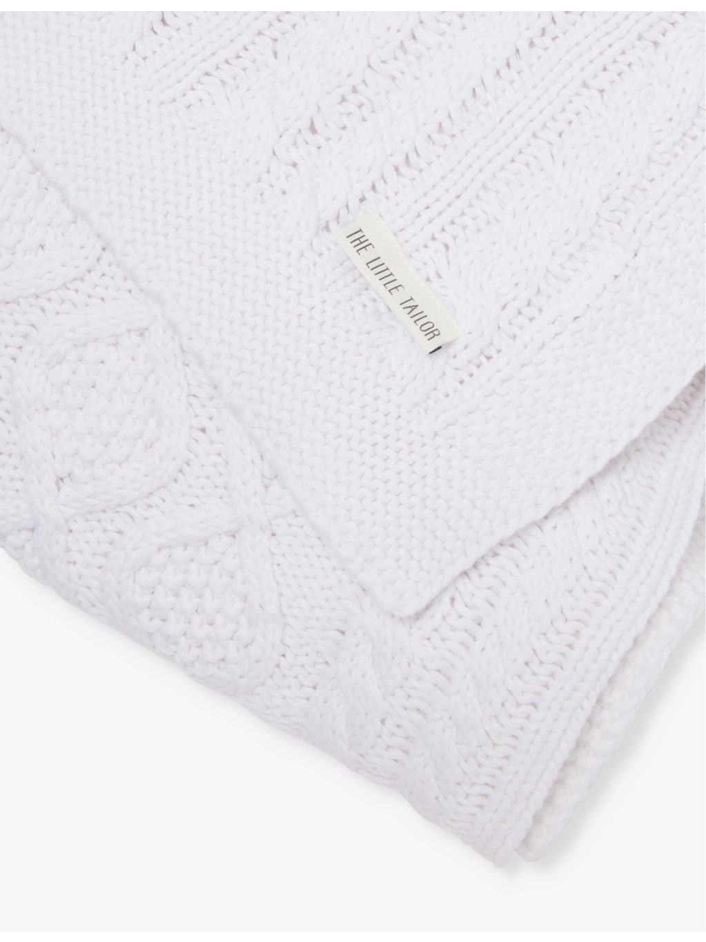 The Little Tailor fisherman-knit cotton baby blanket 108cm, imported from the UK