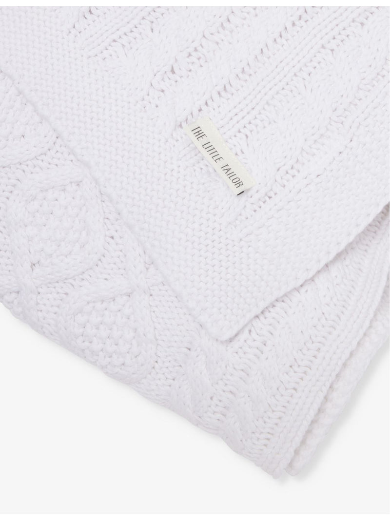 The Little Tailor fisherman-knit cotton baby blanket 108cm, imported from the UK