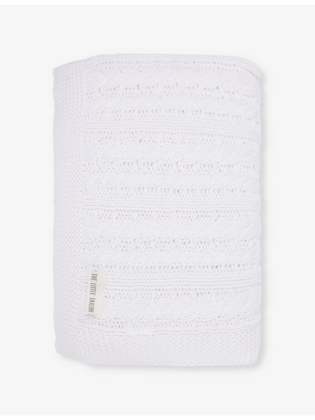 The Little Tailor fisherman-knit cotton baby blanket 108cm, imported from the UK