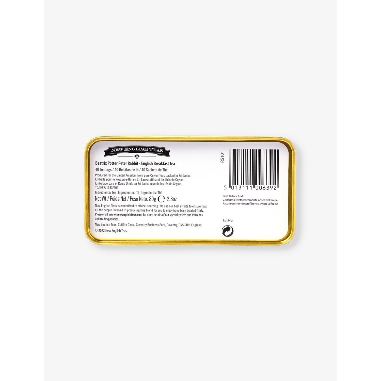 Peter Rabbit English breakfast tea bags 80g, UK version