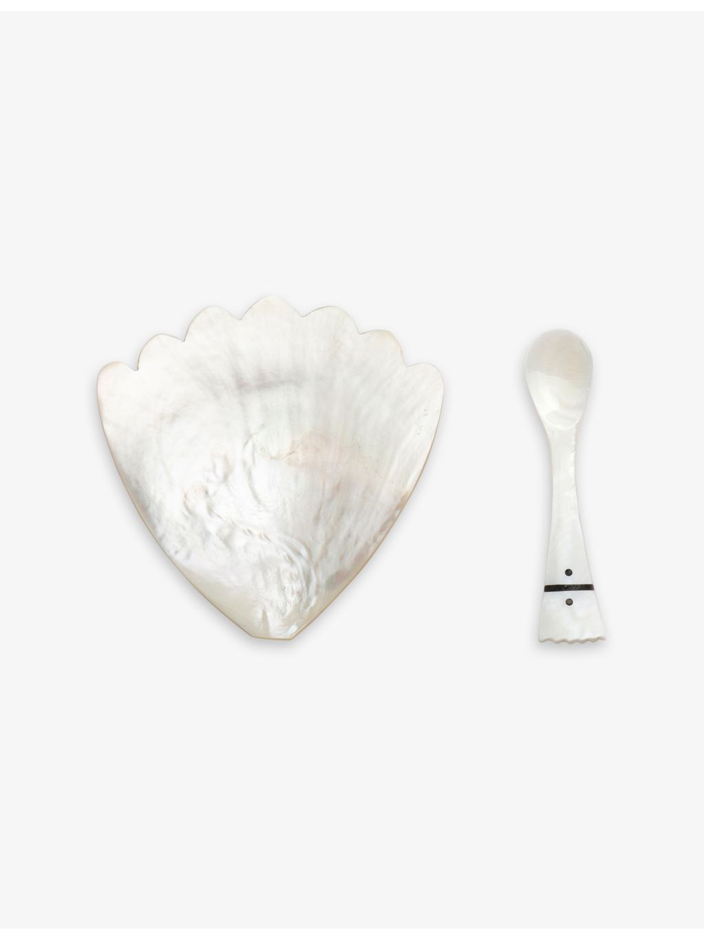 Gohar World mother-of-pearl caviar service set with dish and spoon, UK version