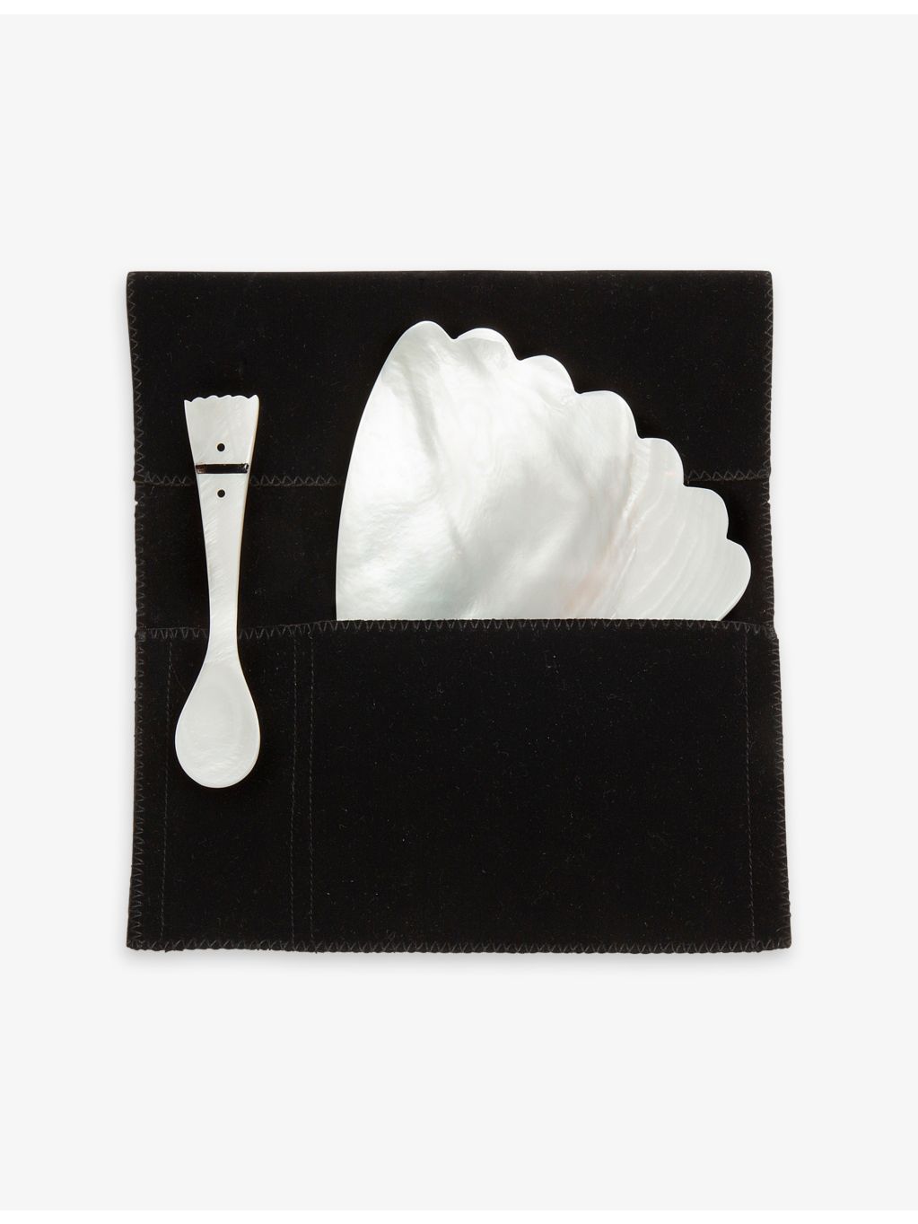 Gohar World mother-of-pearl caviar service set with dish and spoon, UK version