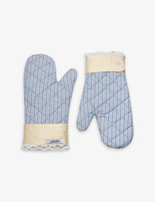 Gohar World lace-trim striped oven gloves set of two, UK version