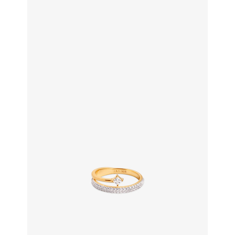Pavé Crystal Illusion 18ct yellow-gold plated sterling-silver and cubic zirconia spiral ring - 18ctGoldPlatedSilver - L