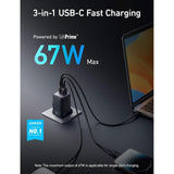 Anker Prime 67W GaN wall charger with foldable design, UK version