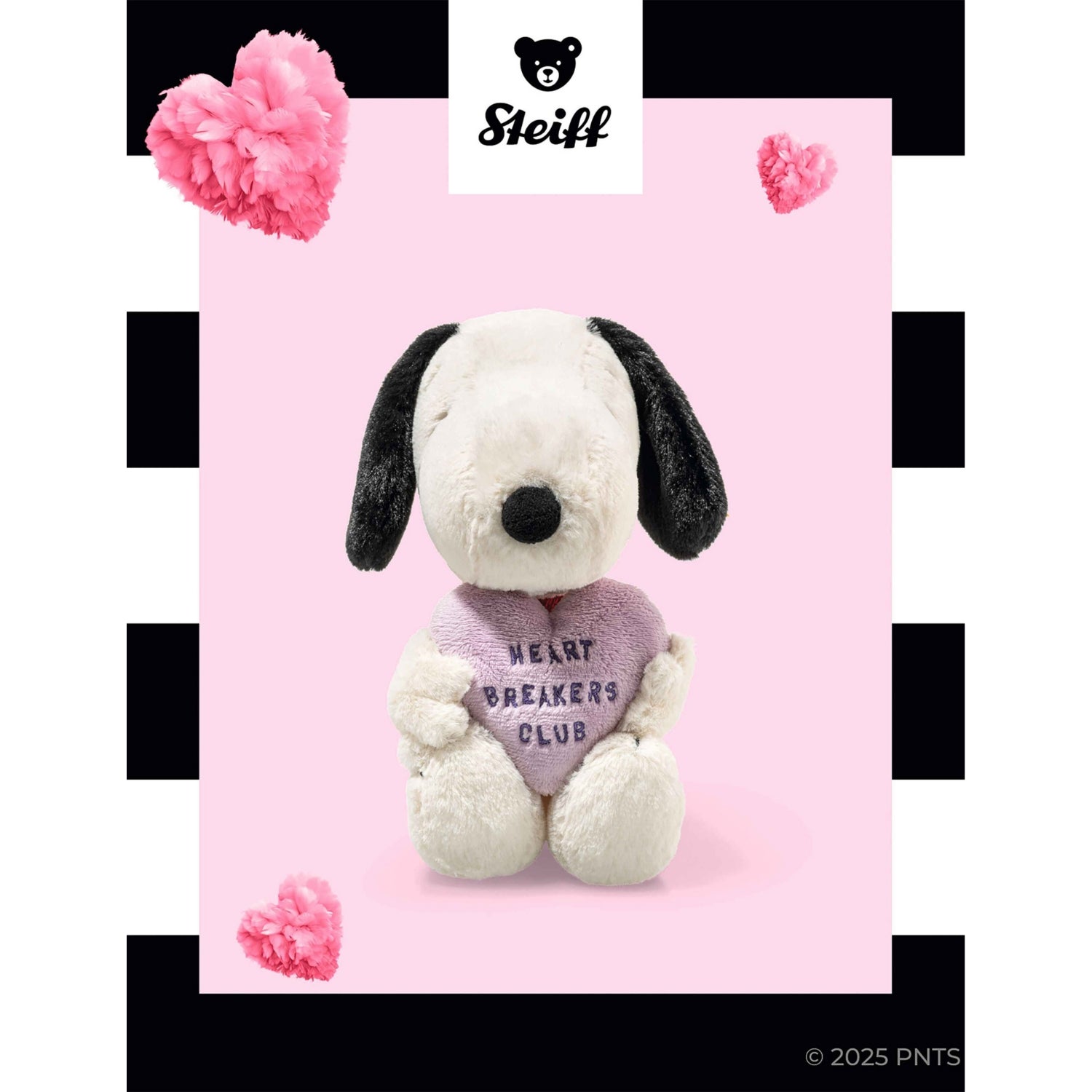 Steiff Snoopy Heartbreakers Club soft toy 22cm, UK version