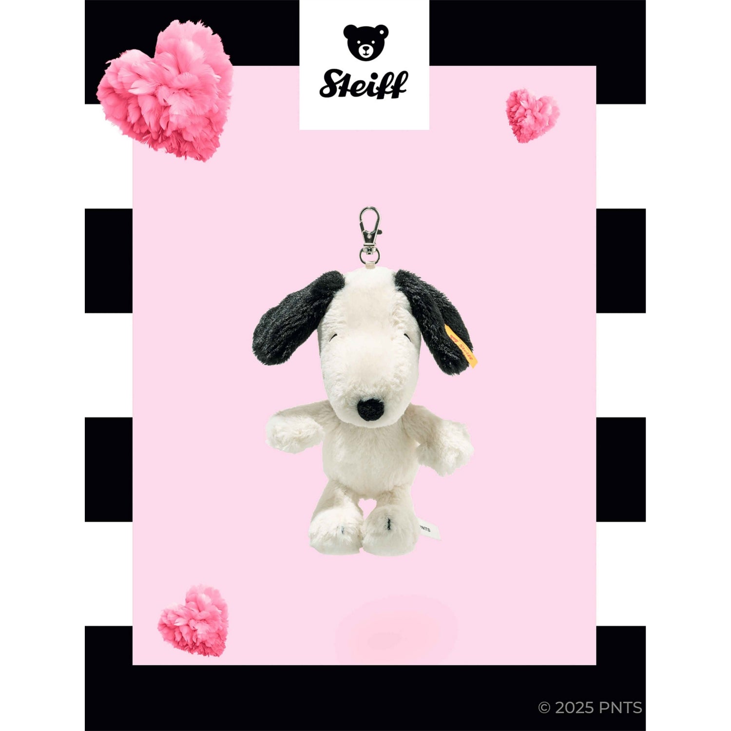 Steiff Snoopy soft toy keyring 15cm (British brand)