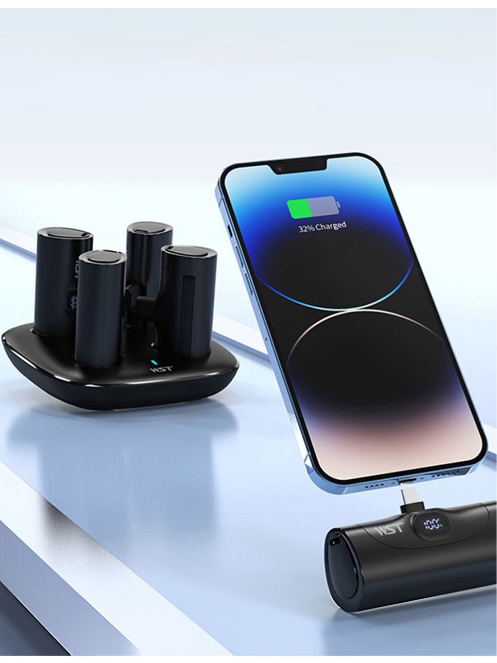 techBAR USB-C powerbank docking station with four powerbanks - British product