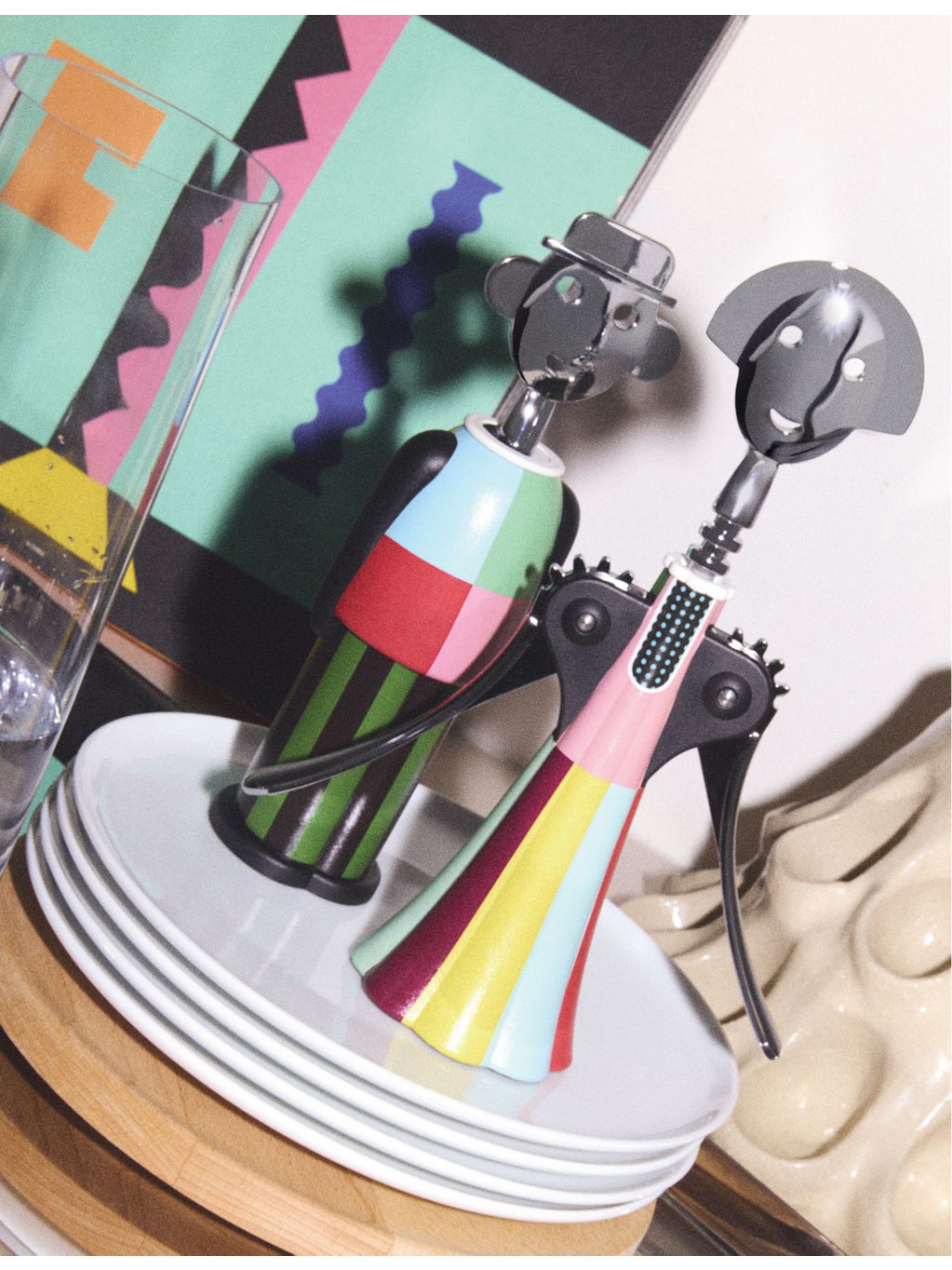 Alessi resin corkscrew with assorted panels 21cm, imported from the UK