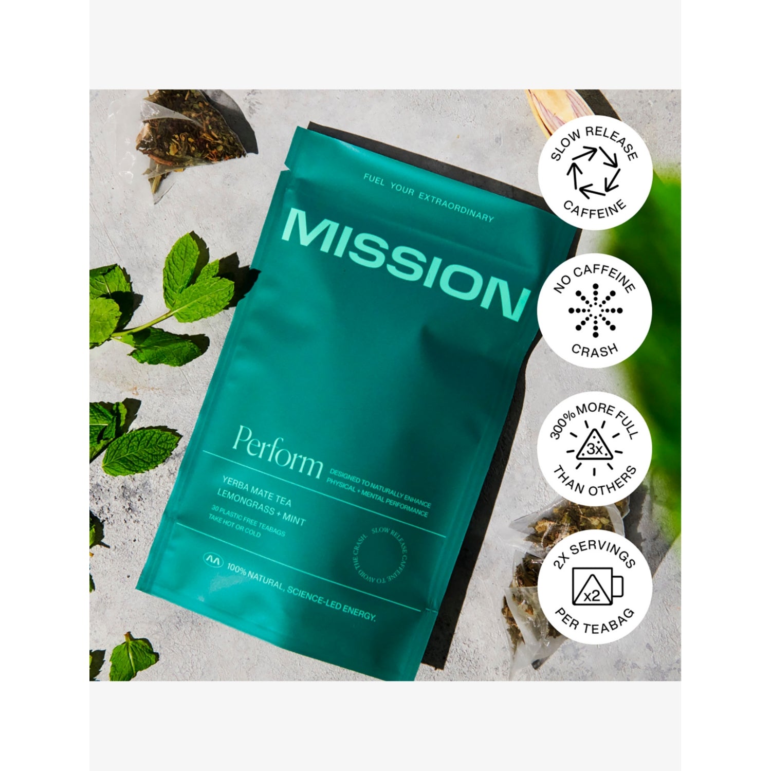 Mission Perform green tea bags 70.9g - British product