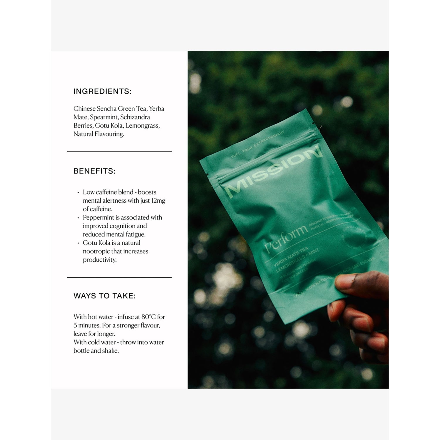 Mission Perform green tea bags 70.9g - British product
