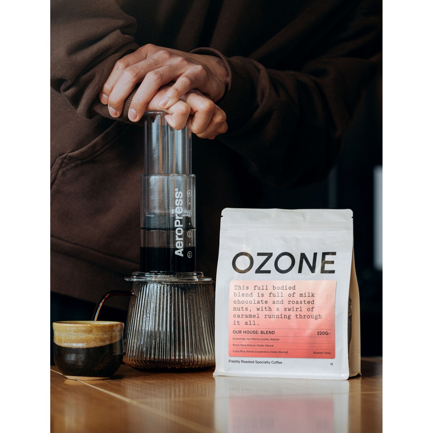 Ozone Coffee House Blend French press ground coffee 220g, UK version
