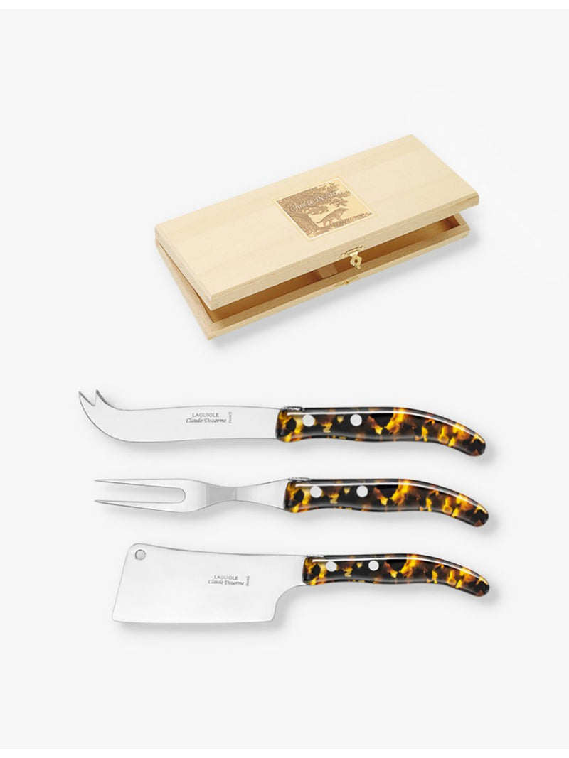 Claude Dozorme 3-piece cheese flake set, stainless steel and acrylic (British brand)