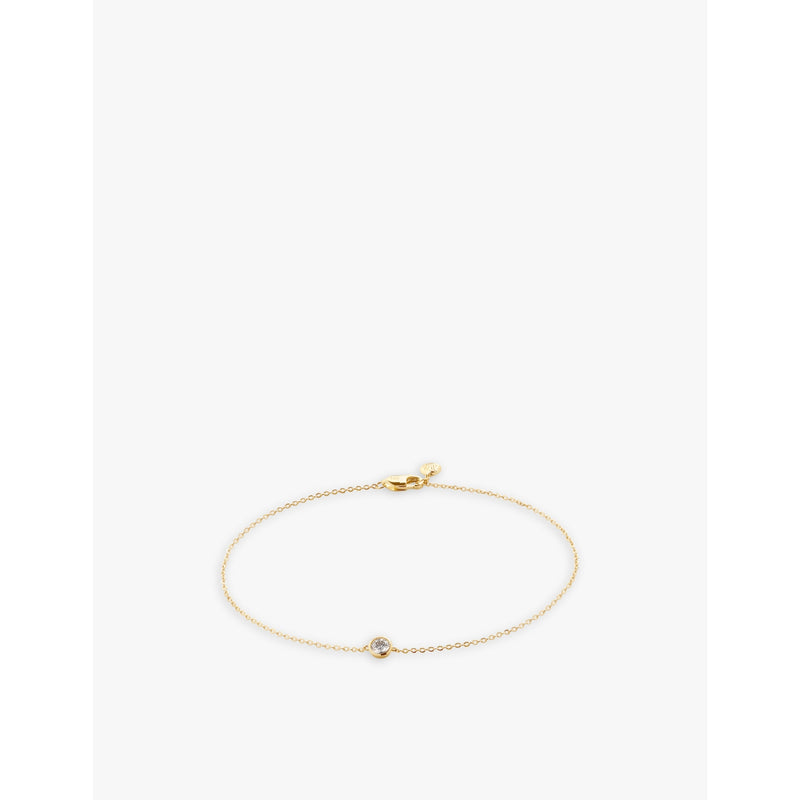 14ct yellow-gold and 0.1ct lab-grown diamond bracelet - S