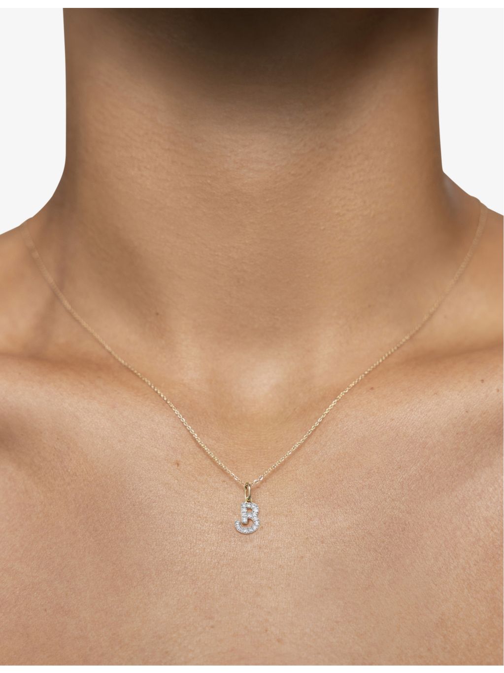 Monica Vinader B charm 14ct yellow gold with diamonds, UK version