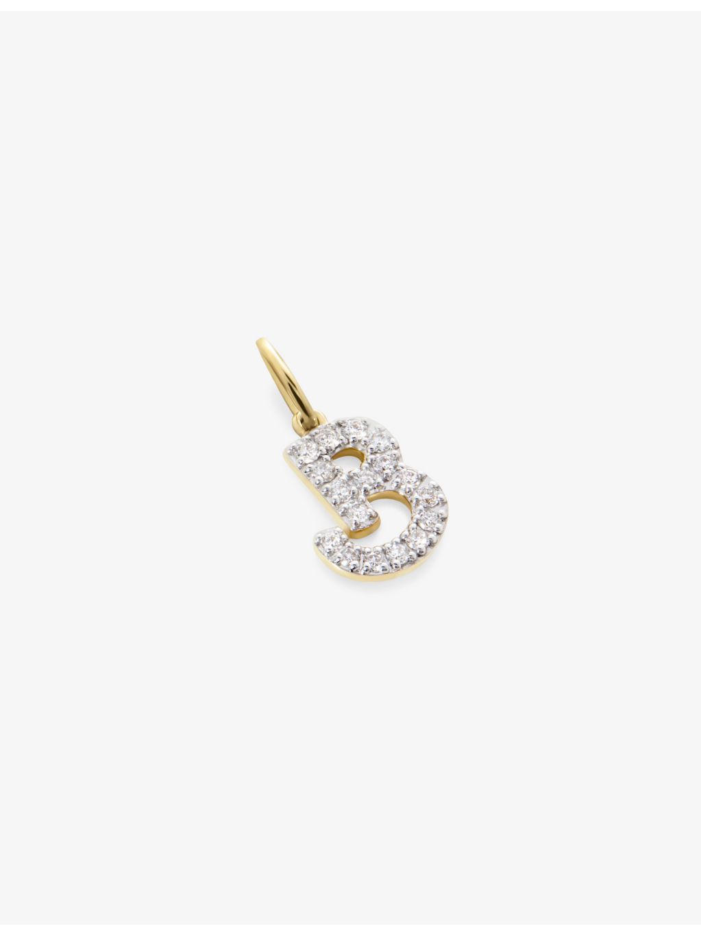 Monica Vinader B charm 14ct yellow gold with diamonds, UK version