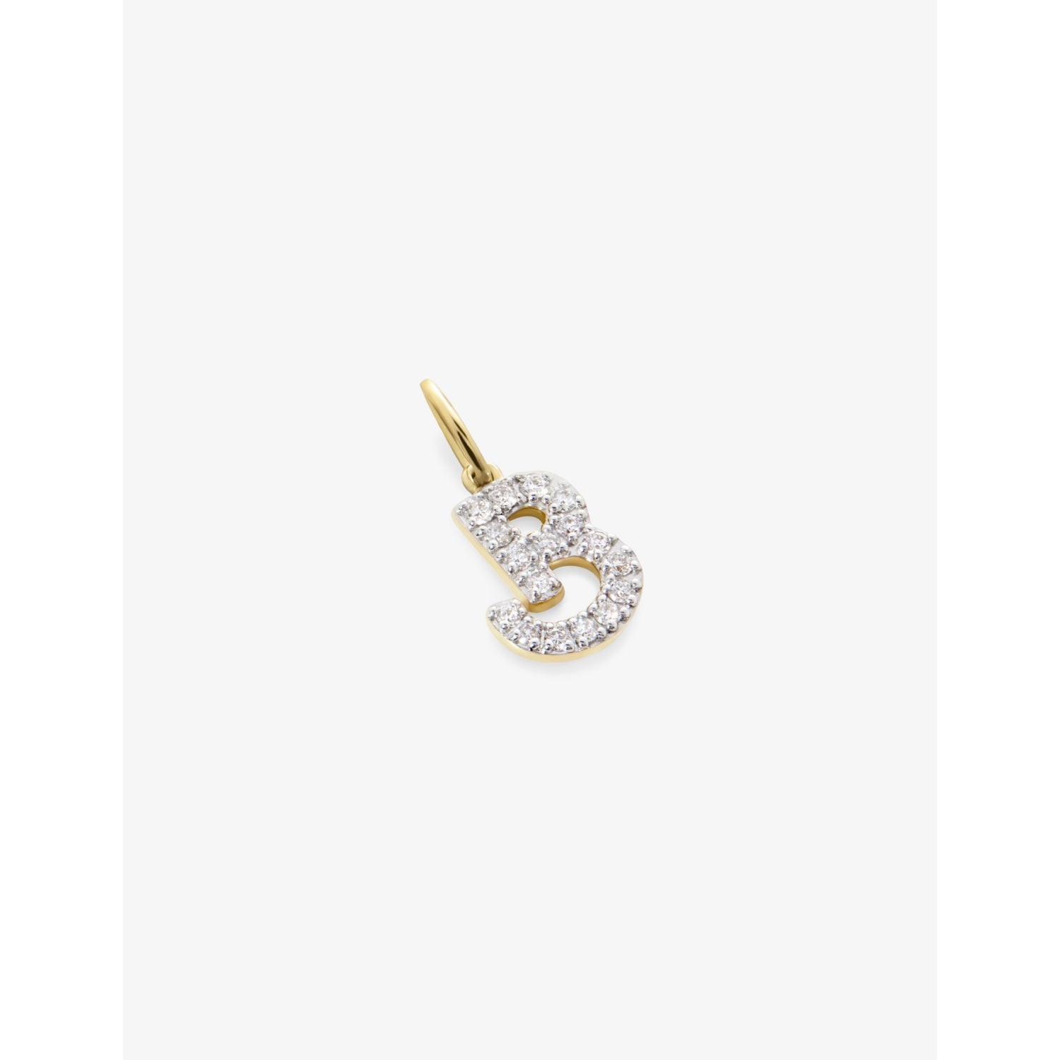 Monica Vinader B charm 14ct yellow gold with diamonds, UK version