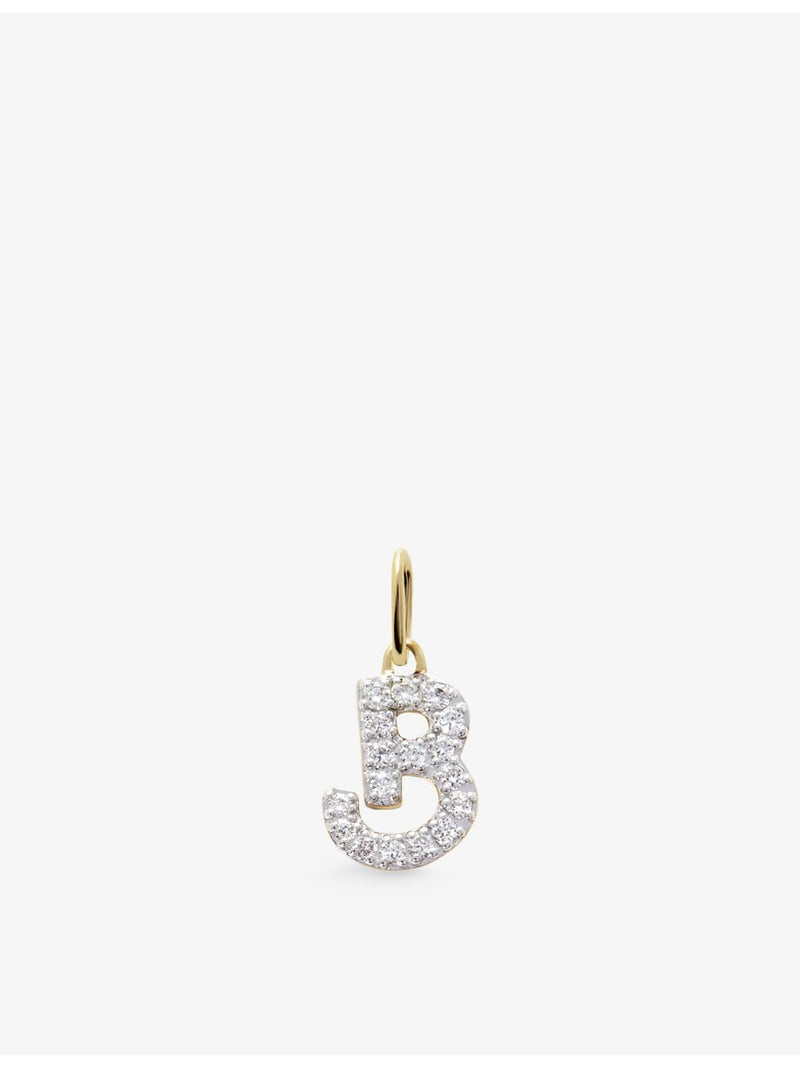 Monica Vinader B charm 14ct yellow gold with diamonds, UK version