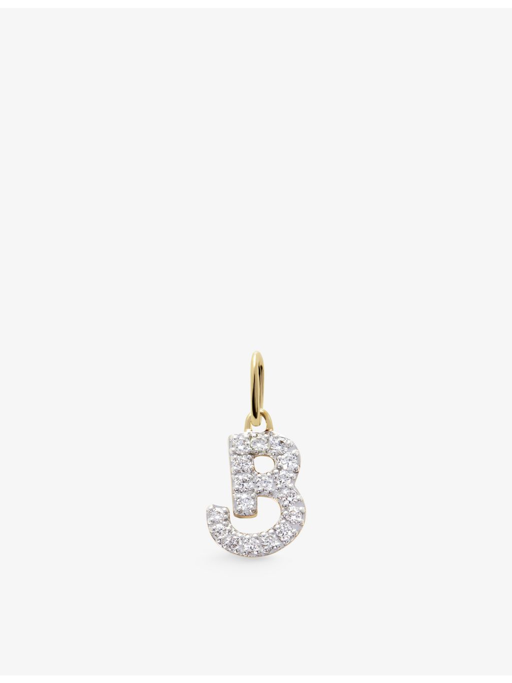 Monica Vinader B charm 14ct yellow gold with diamonds, UK version