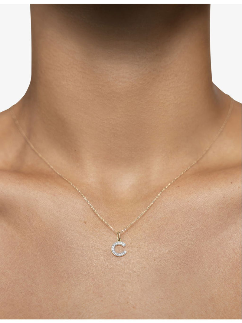 Monica Vinader C letter charm in 14ct yellow gold - British product