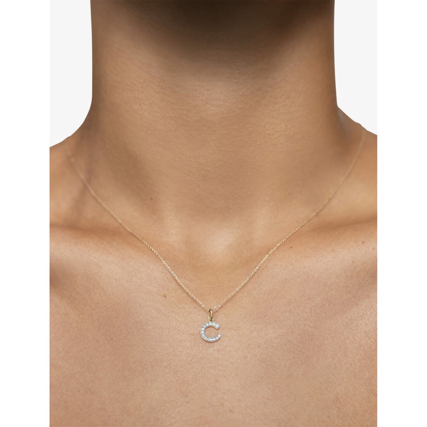 Monica Vinader C letter charm in 14ct yellow gold - British product