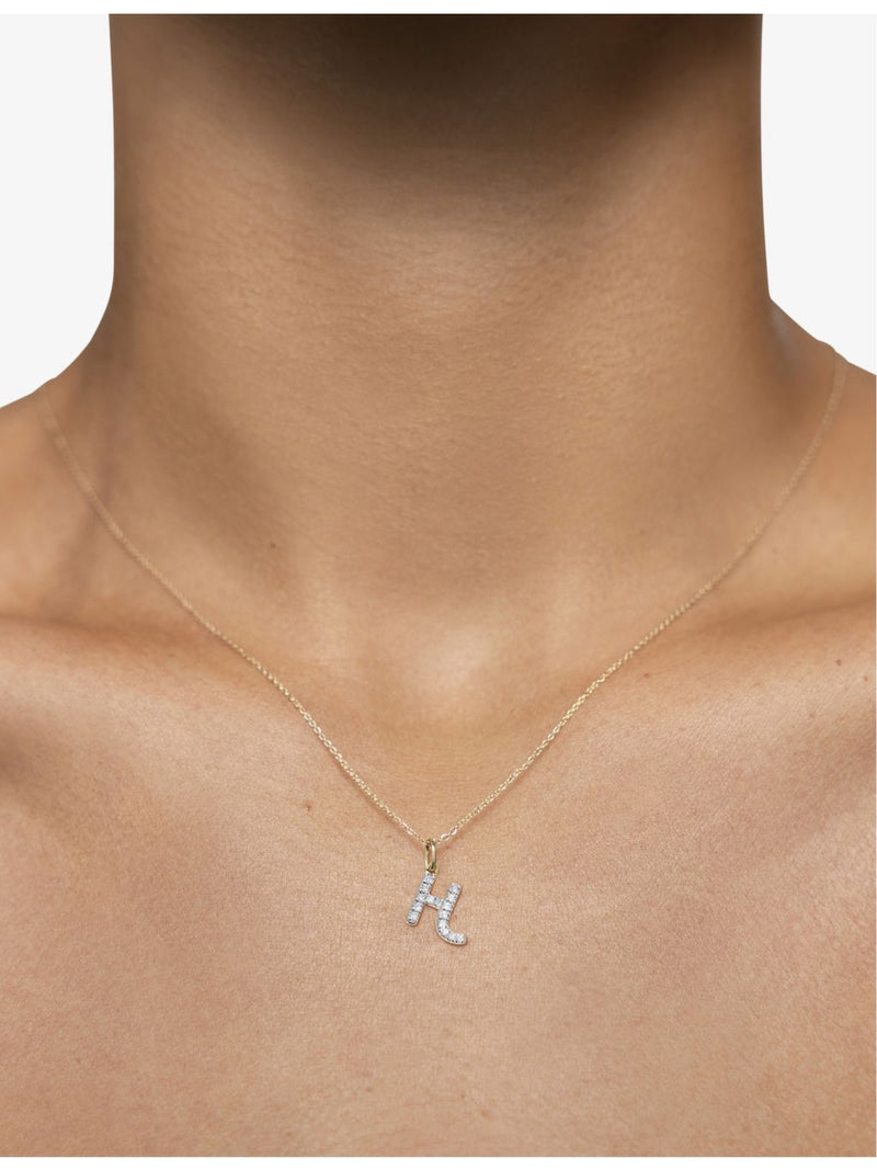 Monica Vinader H letter charm in 14ct yellow gold, UK version