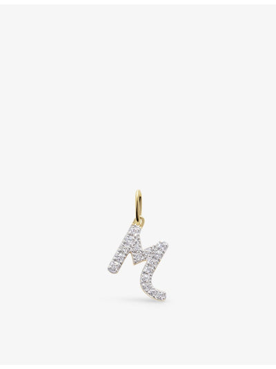 selfridges Monica Vinader M Letter 14ct Yellow Gold Lab-Grown Diamond Charm- Buy online at McGrocer