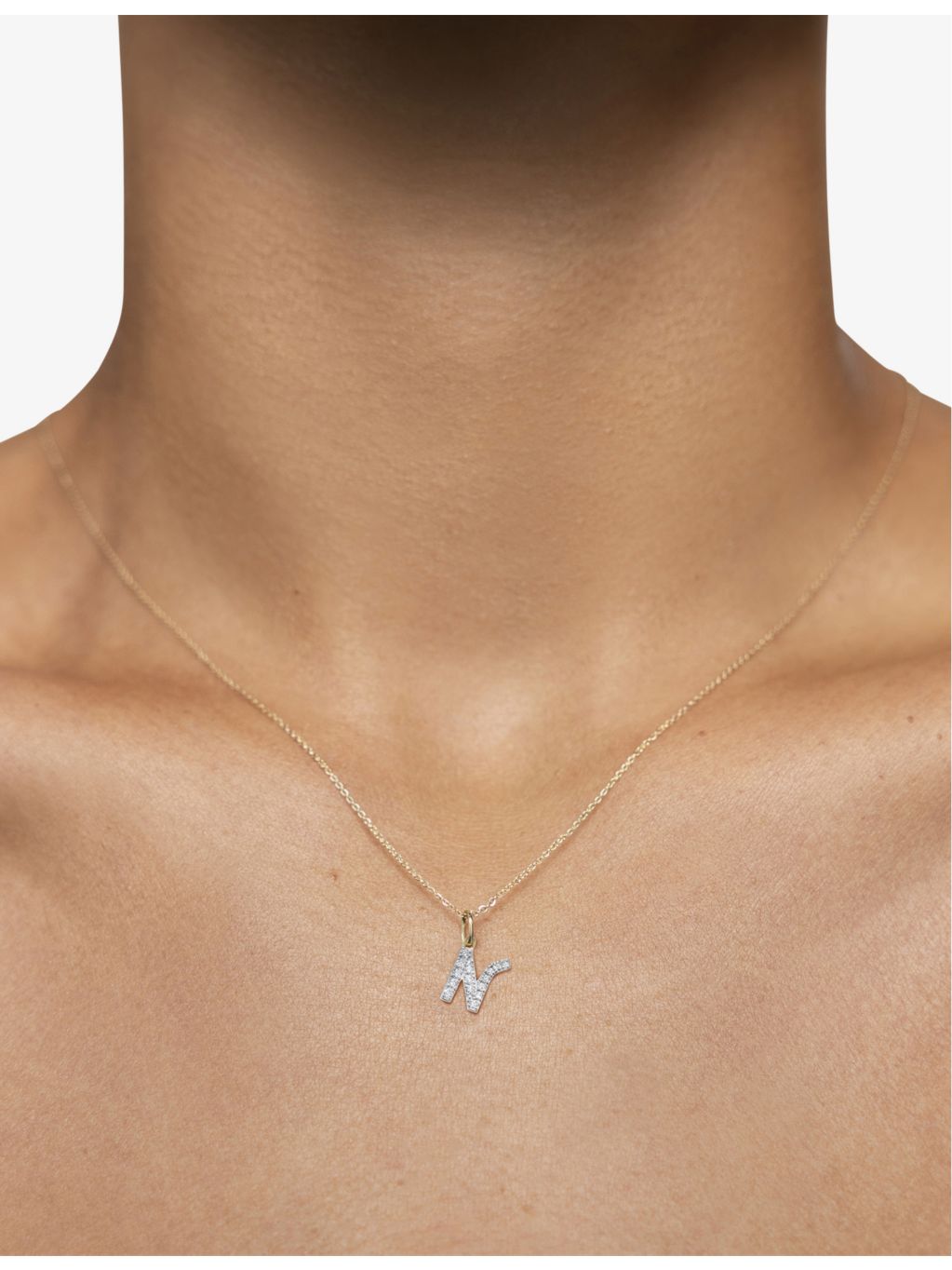 Monica Vinader 14ct yellow-gold lab-grown diamond N charm (British brand)
