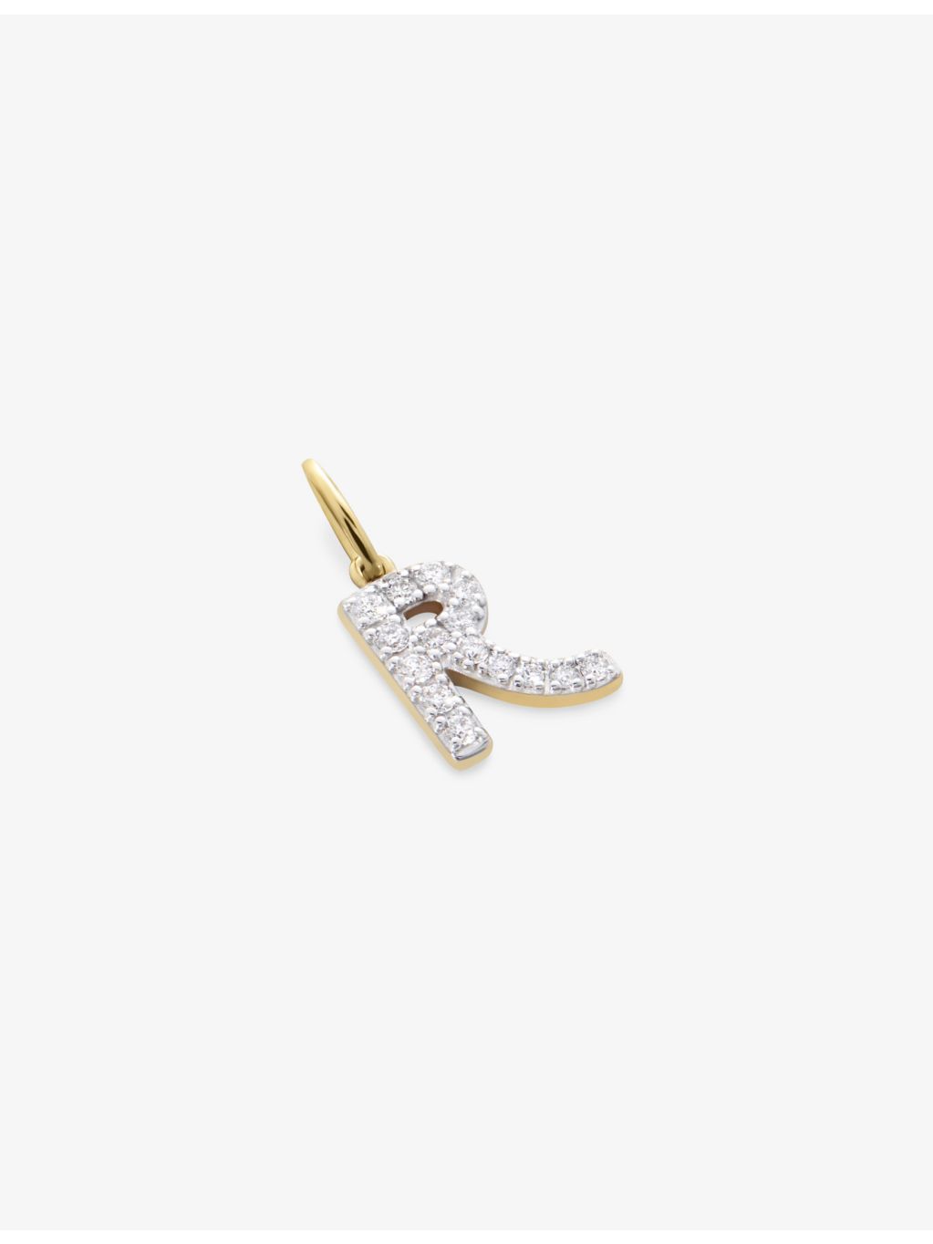 Monica Vinader 14ct yellow gold lab-grown diamond R charm, UK version