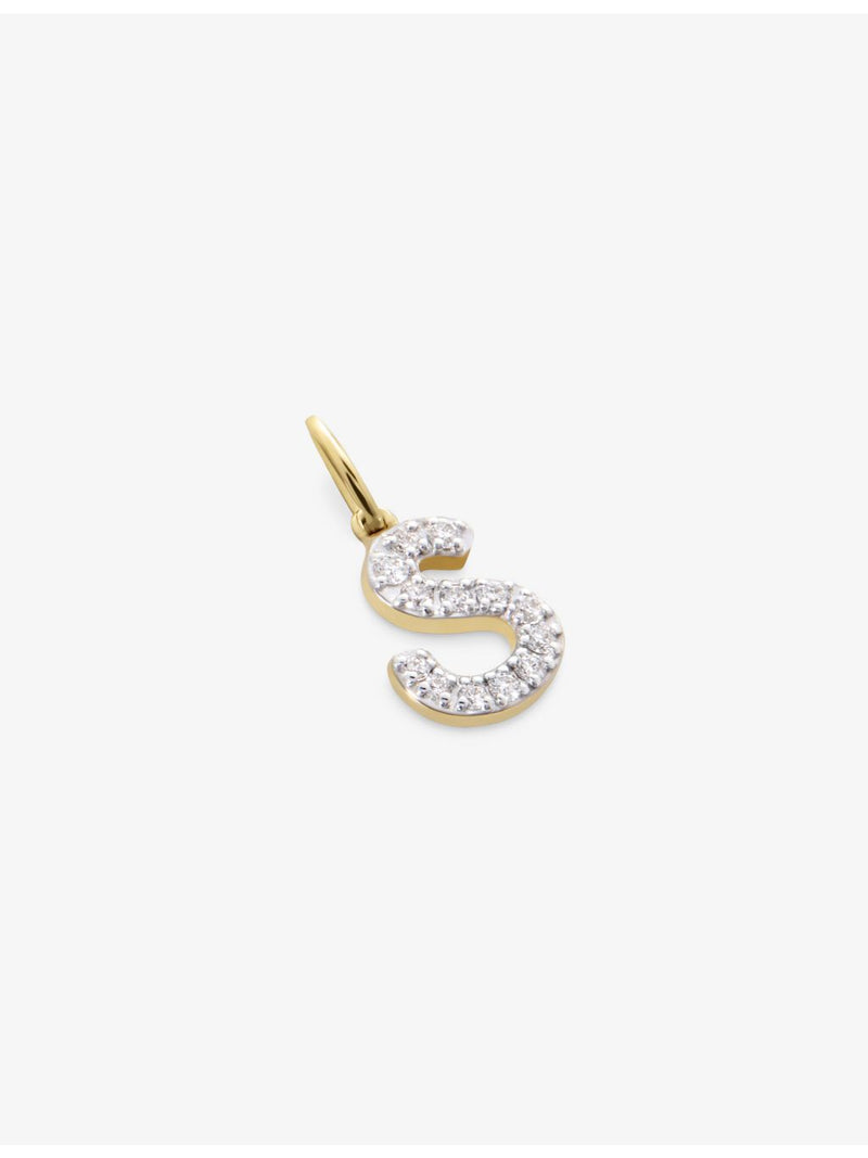 Monica Vinader S charm 14ct yellow gold lab-grown diamond (British brand)