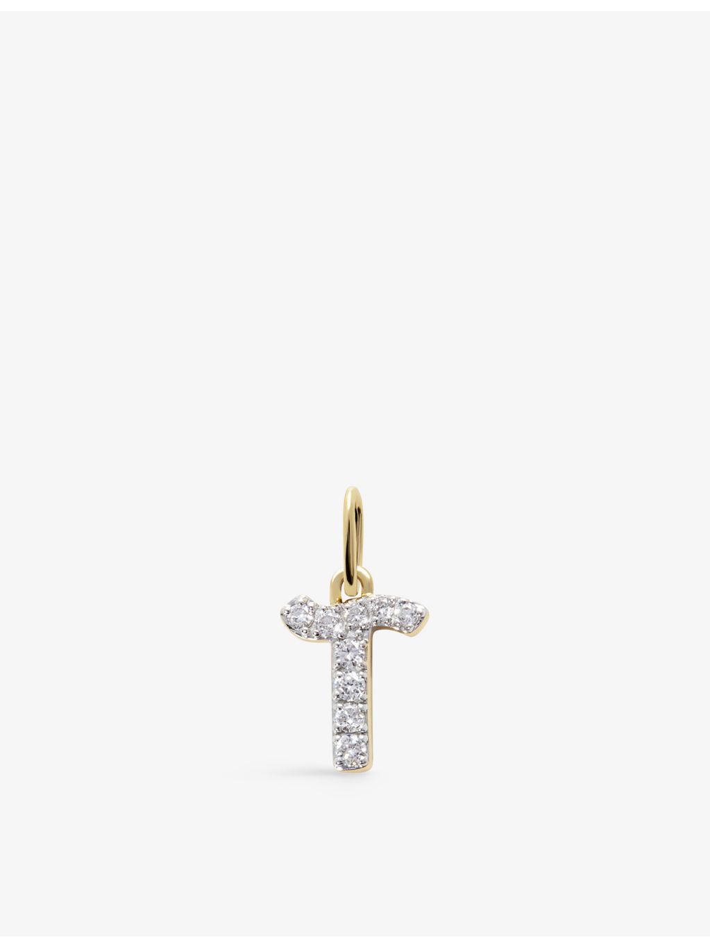 Monica Vinader T charm 14ct yellow gold with lab-grown diamond - British product