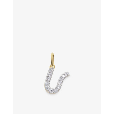 selfridges Monica Vinader Initial U 14ct Yellow-Gold Lab-Grown Diamond Charm- Buy online at McGrocer