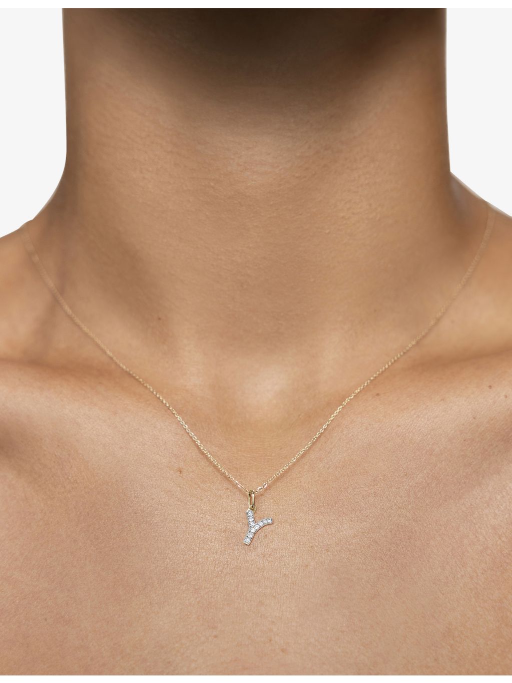 Monica Vinader Y letter charm 14ct yellow gold lab-grown diamond (British brand)