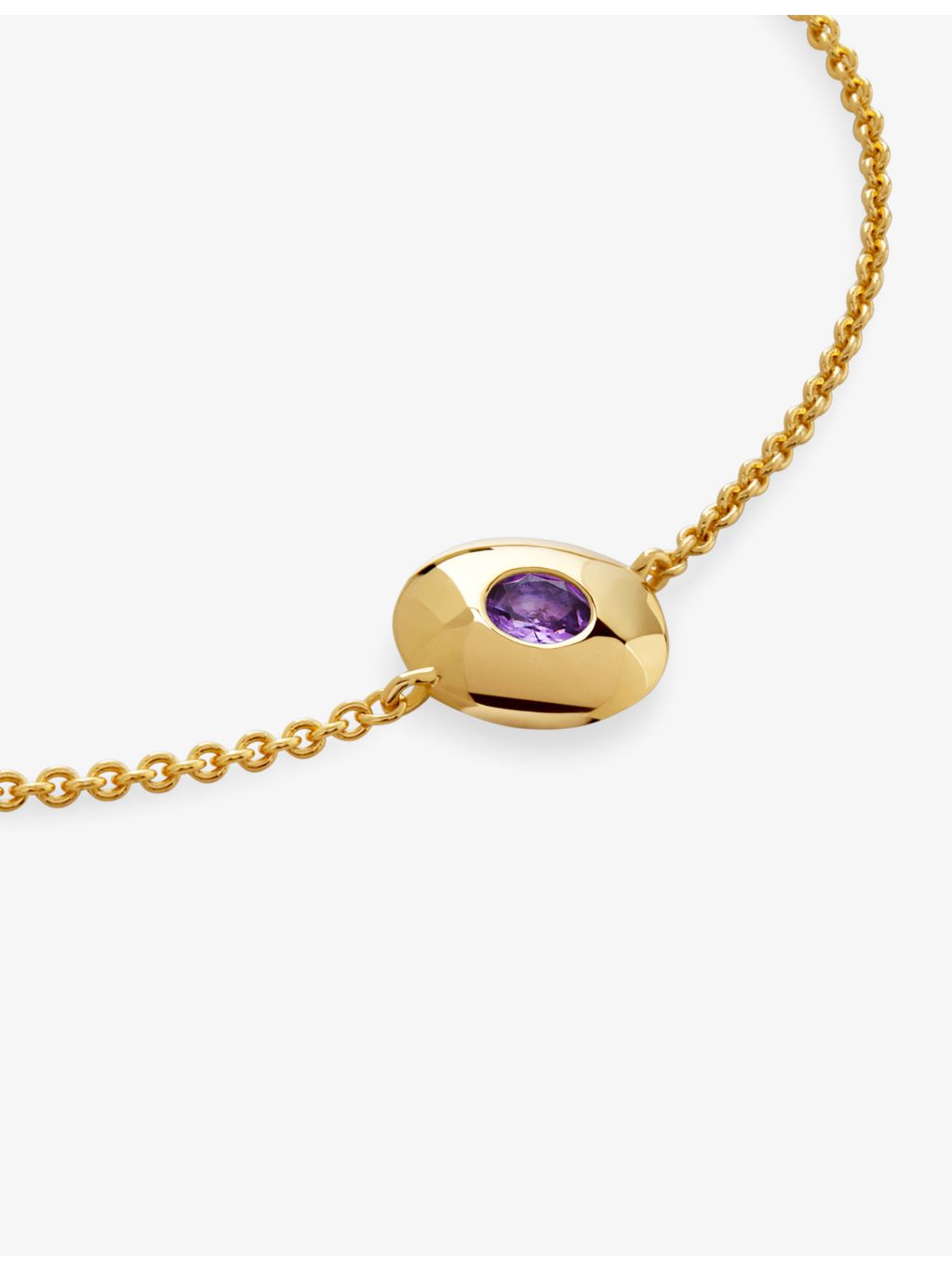 Monica Vinader amethyst birthstone bracelet 18ct gold vermeil (British brand)