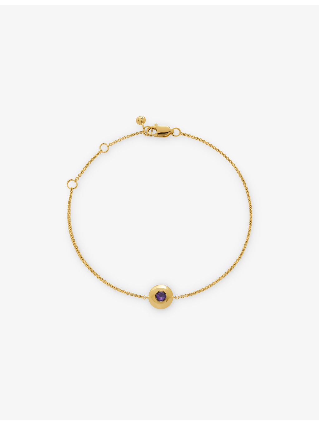 Monica Vinader amethyst birthstone bracelet 18ct gold vermeil (British brand)