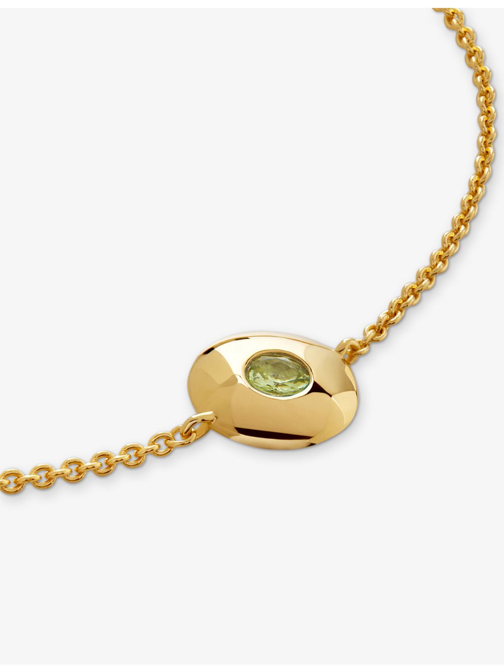 Monica Vinader August birthstone peridot bracelet in 18ct gold vermeil (British brand)