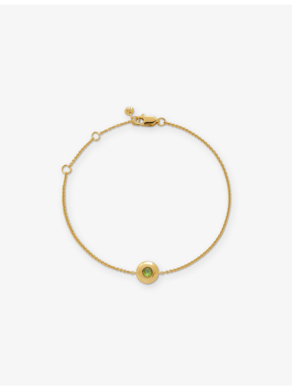 Monica Vinader August birthstone peridot bracelet in 18ct gold vermeil (British brand)